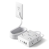 SUPERDANNY Extension Cord,Flat Plug Surge Protector Power Strip,10Ft