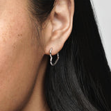 PANDORA Asymmetrical Heart Hoop Earrings - Timeless Earrings for Women - Gift for Her - Made with Sterling Silver - With Gift Box