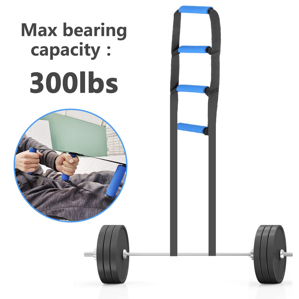 Bed Ladder Assist,Pull up Helper and Sit up Helper 4 Handle Grips,Bed Rail Assistance Devices Adjustable Length Bed Lift for Most Beds Mobility Aid for Elderly, Handicapped,Injured (160 INCHES)