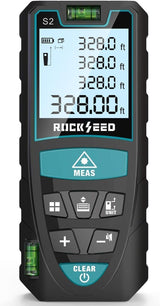 Laser Measure,RockSeed Digital Laser Distance Meter with 2 Bubble Levels,Portable M/in/Ft Unit Switching Backlit LCD and Measuring Distance/Area/Volume/Pythagorean