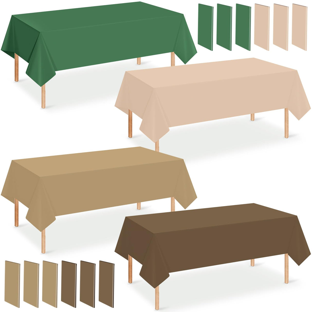 12 Pack Sage Green and Brown Plastic Tablecloth for Rectangle Tables, Safari Baby Shower Disposable Table Cover, Mallard Duck Camo Table Cloth for Jungle Forest Christmas Picnic Woodland Party Decor