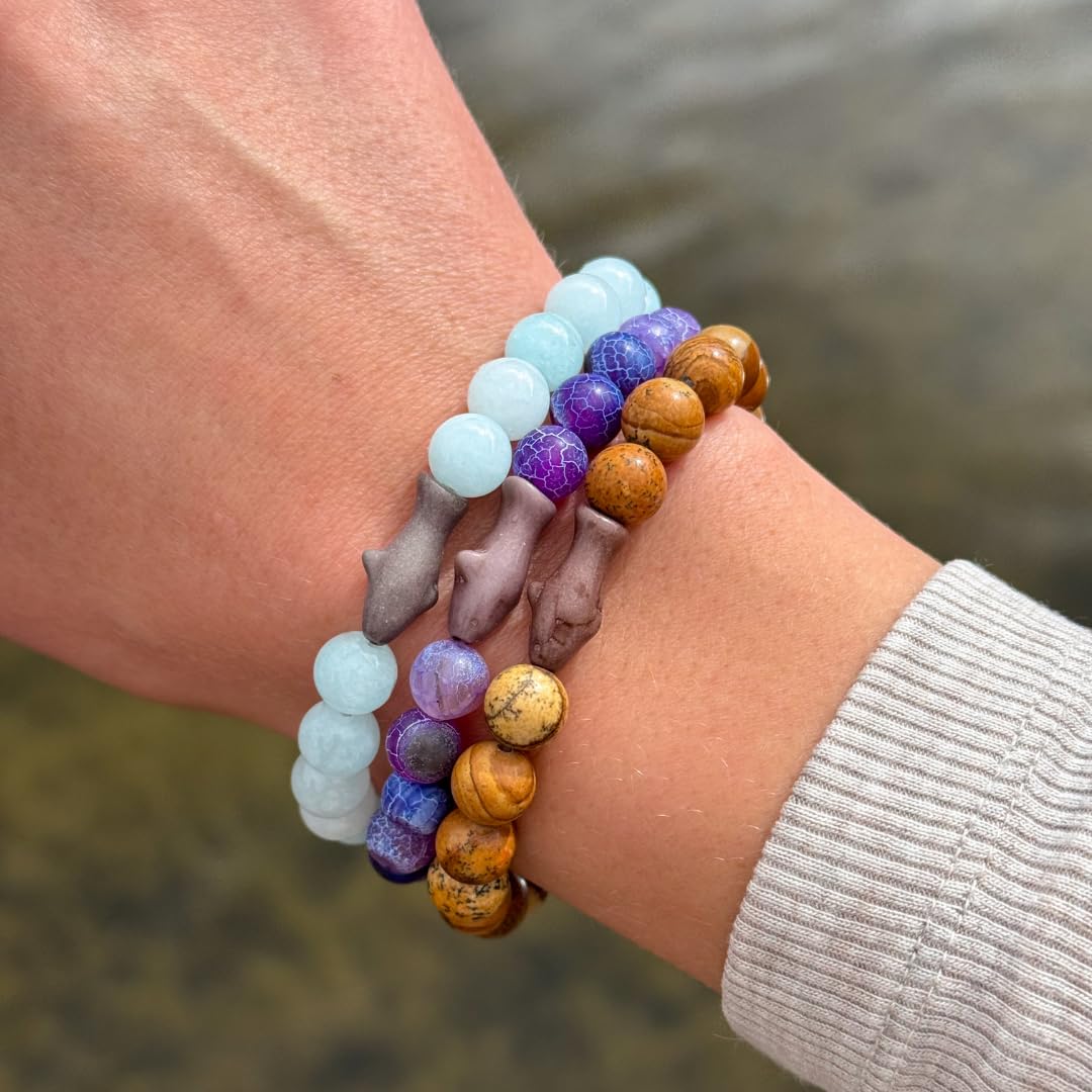 Fahlo Shark Tracking Bracelet – Track a Real Shark’s Journey – Supports Wildlife Conservation – Elastic, One Size Fits Most – on Interactive Mobile App Map – Unisex Ocean Conservation Gift (Dune)