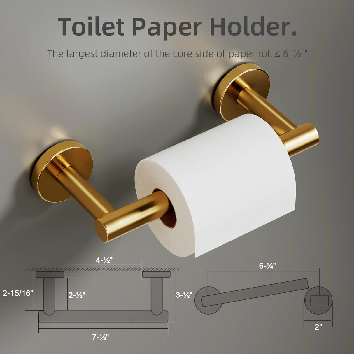 POKIM Toilet Paper Holder Matte Black and Gold, Metal Bathroom Rotating Paper Roll on Wall Mounted with Lock, SUS 304 Stainless Steel Mix Color Toilet TP Large Mega Roll Holder Classic