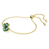 Swarovski Idyllia Bracelet, Gold-Tone Finished Clover Motif with Green Stones, Part of the Idyllia Collection