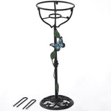 TICKCACY Cast Iron Gazing Globe Stand, 24.5" Gazing Ball Stand for 10-12 Inches Garden Gazing Globes, Metal Display Gazing Ball Holder for Indoor Outdoor, Easy Assembly, Black