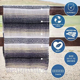 Benevolence LA Authentic Handwoven Mexican Blanket | Yoga Blankets, Outdoor, Picnic, Beach, Camping | Equestrian Saddle | Serape 50x70 inches - Sand, Pack of 1