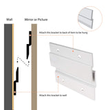 French Cleat Heavy Duty, Aluminum French Cleat, Headboard Wall Mounting Brackets with Screws, Heavy Mirror Mounting Hardware (36 Inch-2 Pairs, Support 200 lbs)