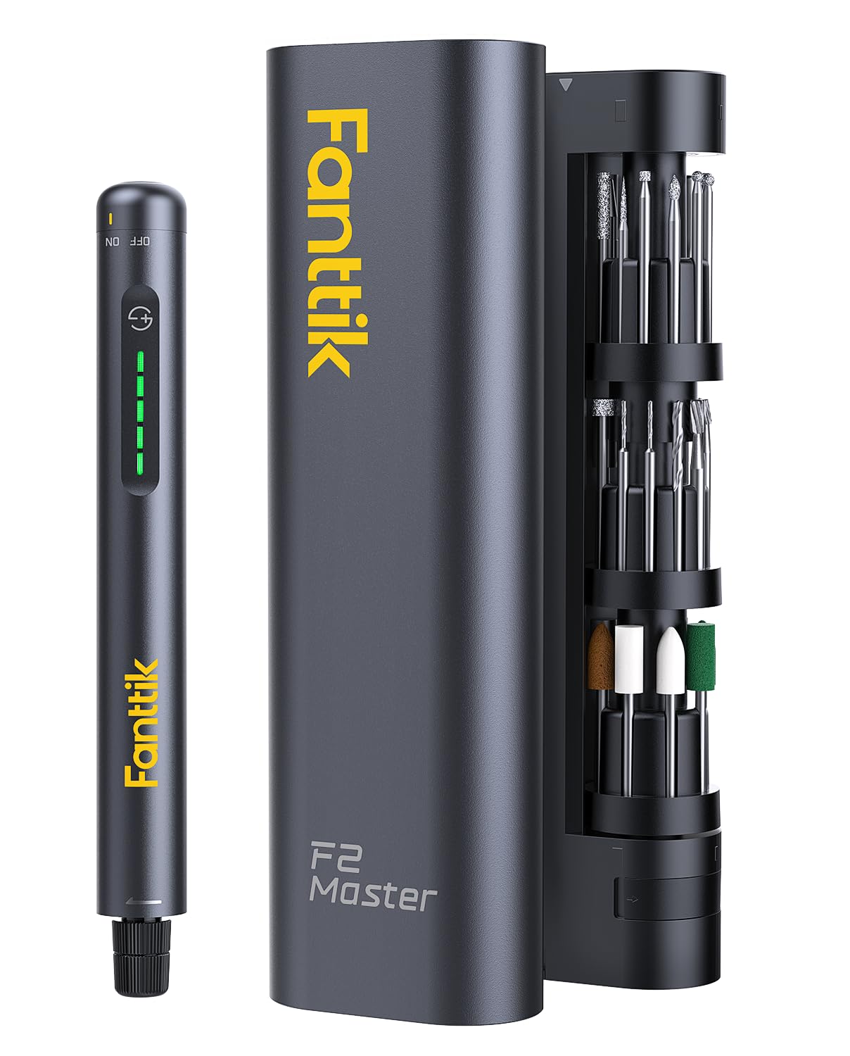 Fanttik F2 Master Mini Cordless Rotary Tool Kit, NeoPulse Motor, 5 Speed, 25000 RPM, Revostor Hub, 35 Accessories, Engraving Pen, for 3D Printer Sanding, Polishing, Drilling, Carving, DIY Crafts