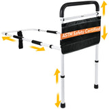 FSA/HSA Eligible, Vaunn Medical New Adjustable Bed Assist Rail Handle (Passed ASTM F3186–17 Safety Standard) and Hand Guard Grab Bar, Bedside Safety and Stability (Tool-Free Assembly), White/Black