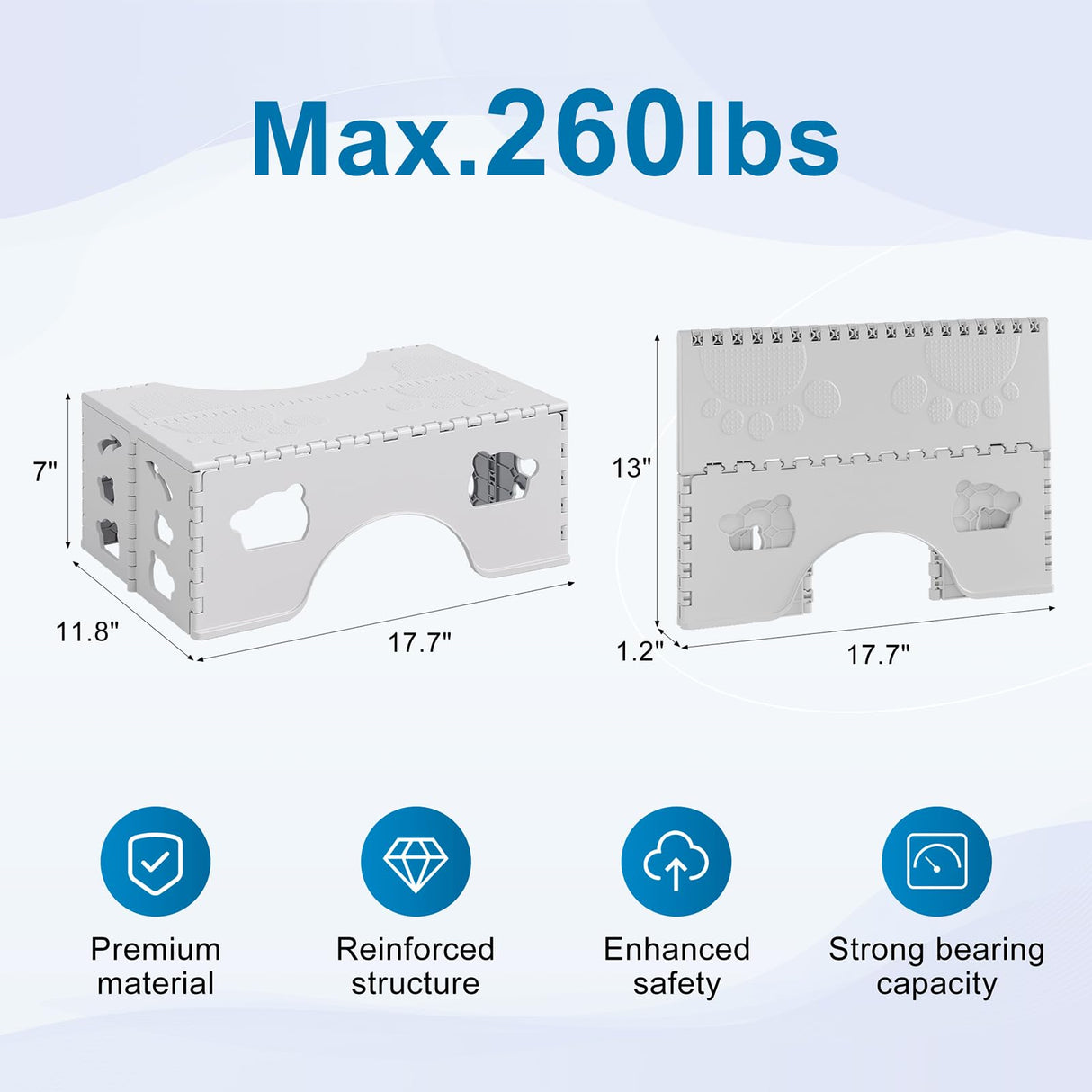 Foldable Toilet Stool Poop Stool Adult, Portable Squatting Potty for Travel Size, 7 Inch Toilet Stool Squat Adult, Collapsible Pooping Foot Stool for Bathroom, Toilet Step for Kids