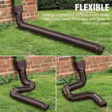 2 Pack Flexible Rain Gutter Downspout Extensions,Drain Downspout Extender,Gutter Extension Flexible,Down Spout Drain Extension Pipes,Extendable from 21 to 60 Inches (Brown)