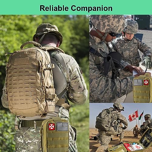 Survival Kit 256 in 1, First Aid Kit Survival Gear Tools Trauma Kit with Molle Pouch for Outdoor, Camping, Hunting, Hiking, Earthquake, Home, Office, Gifts for Men Dad Husband Women (Green)