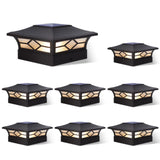 Solar Post Cap Lights Outdoor 8pack, Waterproof Solar Powered Deck Fence Post Lights for 4x4 Wood/Vinyl Posts, Solar Outdoor LED Light with Cool/Warm Lighting (Black, 8pack)
