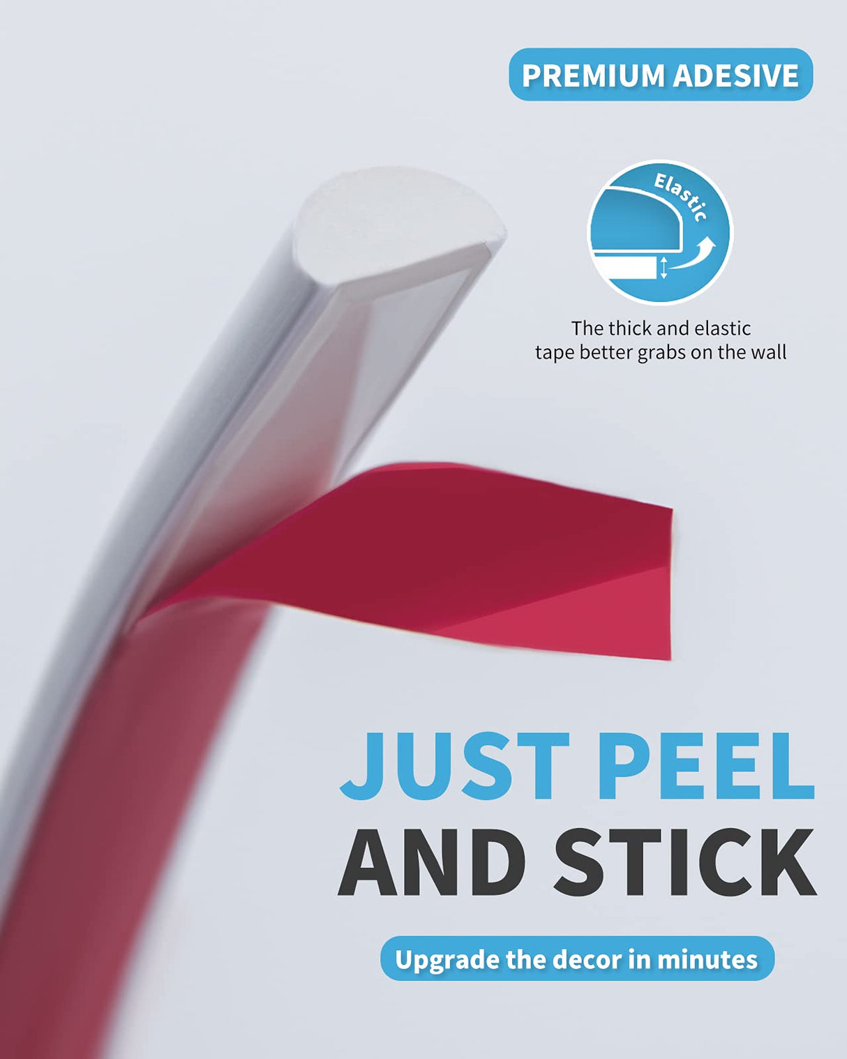 Art3d 25 Ft Peel and Stick Trim for Backsplash Tile Edge, Self-Adhesive Liner for Corner Decor in White