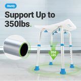 FSA/HSA Eligible Shower Stool 350lbs Bath Seat Chair, Tool-Free Assembly Height Adjustable Bath Bench with Padded Seat for Seniors, Elderly, Disabled, Handicap by Health Line Massage Products