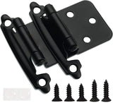 Decobasics 1/2" Overlay Matte Black Cabinet Hinges (10 Pair -20 Pcs) Self Closing Bath & Kitchen Cabinet Hinges Black Flush Mount w/Door Bumpers & Upgraded Screws