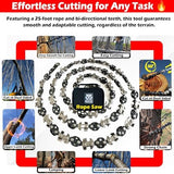 55 Inch High Limb Rope Saw with 70 Sharp Teeth, Effortless 360° Arborist Tree Limb Cutter – Dual Sided Chain Cutting Tool for High Branches, Pocket Wire Chain for Outdoor Adventures with Storage Box