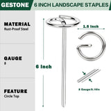 Landscape Staples Pins 120 Pack, 8 Gauge 6 Inch Heavy Duty Galvanized Weed Barrier Pins, Circle Top Garden Stakes with Removal Tool, Landscape Fabric Stakes for Weed Barrier Fabri