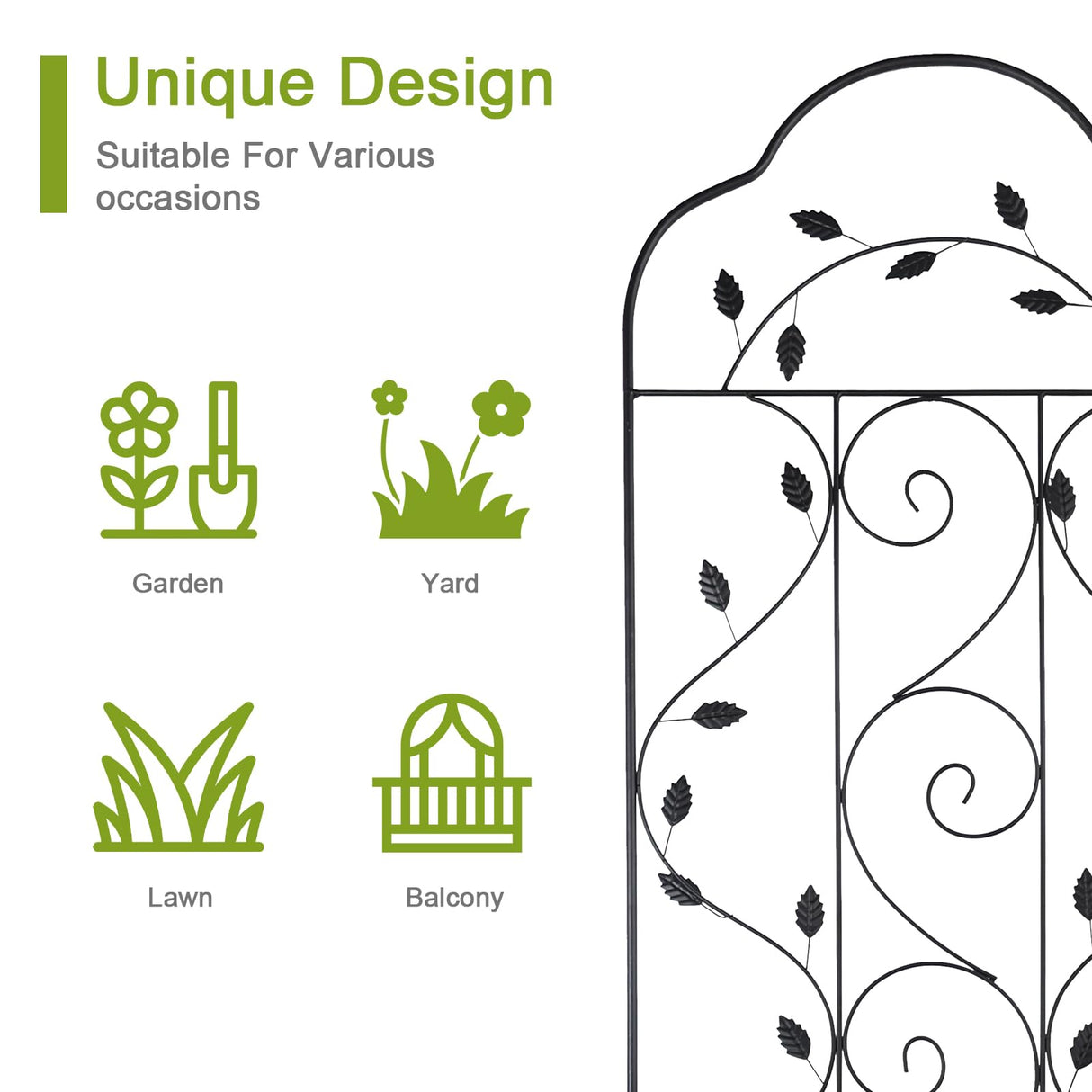 hogardeck Metal 84 * 19 Garden Trellis 2-Packs for Climbing Plants Flowers Vegetables Planting Arched Outdoor Decoration for Courtyards Lawns Gardens