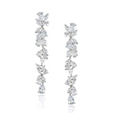 SWEETV Cubic Zirconia Bridal Earrings for Women Brides, Silver Crystal Chandelier Wedding Drop Earrings for Prom or Pageant
