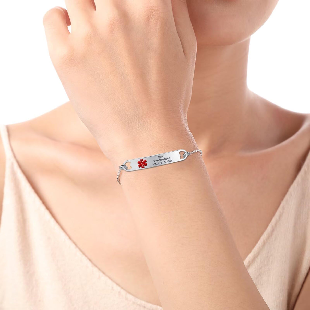 Personalized Medical Alert ID Bracelets for Women & Men Stainless Steel