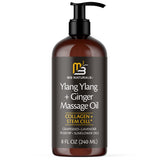 Ylang Ylang + Ginger Lymphatic Drainage Massage Oil – with Collagen & Stem Cells for Circulation, Detox & Cellulite Removal – Body Oil for Muscle Relief, Skin Firming & Relaxation – 8oz by M3 Naturals