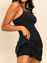 Arisefrom Dress, Stuffdatas Backless Dress, Sentdream, Plush Backless Active, with Shorts and Built in Bra (US, Alpha, Small, Regular, Regular, Black)