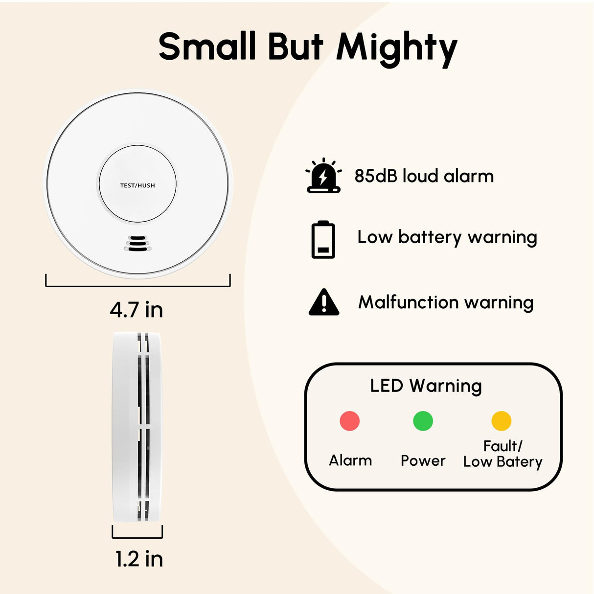 KARUOTOP 10-Year Battery Smoke and Carbon Monoxide Detectors, Fire Alarm CO Detector with Large Test/Silence Button, Easy Adhesive or Screw Mount, 6-Pack