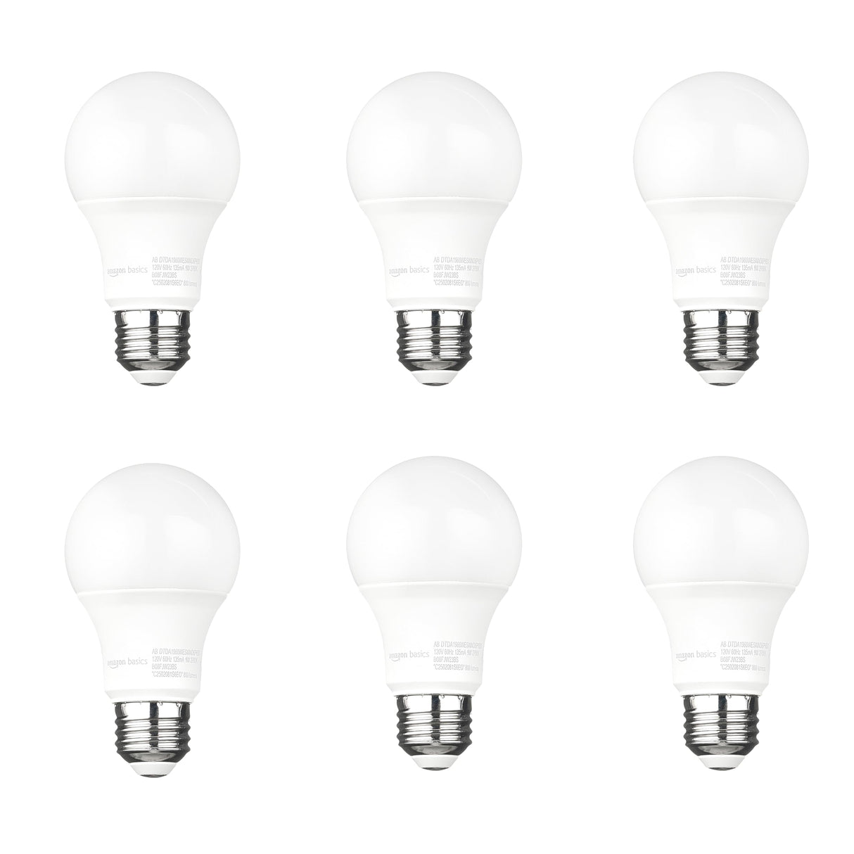 Amazon Basics A19 Dusk to Dawn Sensor LED Outdoor Light Bulb, 60W Equivalent, Energy-Efficient 9W, Soft White 2700K, E26 Base, 10,000 Hours, 6-Count