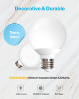 Sunco 12 Pack Vanity Globe Light Bulbs G25 LED for Indoor Bathroom Mirror Living Area, CRI92 4000K Cool White, Dimmable 450 Lumens, 6W, E26 Base, Round Frosted Classic Ambient Decorative Bulb - UL