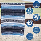 Benevolence LA Authentic Handwoven Mexican Blanket | Yoga Blankets, Outdoor, Picnic, Beach, Camping | Equestrian Saddle | Serape 50x70 inches - Sky Blue, Pack of 1