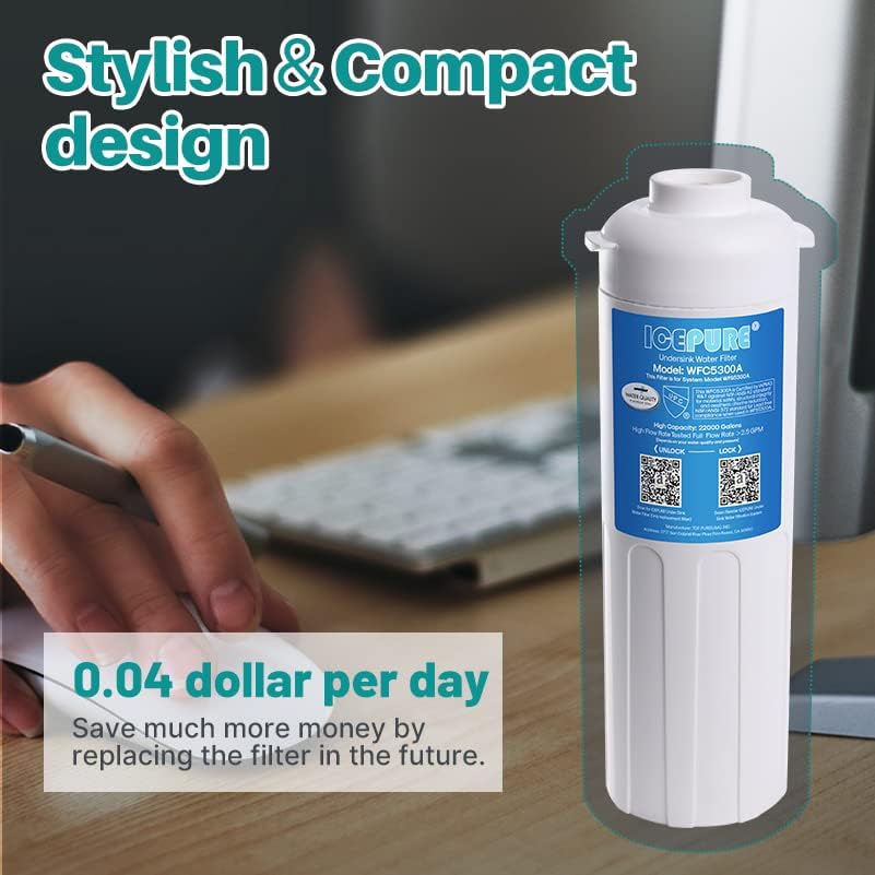 ICEPURE WFC5300A Under Sink Water Filter system, 3 Years or 22000 Gallons Ultra High Life, Replacement for ICEPURE WFS5300A Under Sink Water Filtration System, Removes Heavy Metals,Chlorine