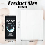 Treela 300 Pcs Bulk Large Body Wipes Individually Wrapped Big Bath Wipes for Adults Bathing No Rinse Shower Bulk Deodorant for Homeless Hygiene Personal Cleansing for Travel Gym(7.09" X 9.84",Black)