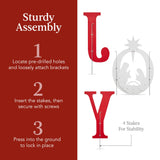 Best Choice Products 46in Outdoor JOY Christmas Nativity Decoration, 3 Piece Yard Decor Sign Holy Weather Resistant PVC Silhouette for Garden - Red/White