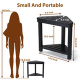 Boulphia Shower Foot Rest 14in, Acacia Wood Shower Stool for Shaving Legs (Black)