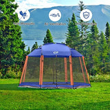 CAMPROS CP Screen House 13 x 13 Ft Screened Mesh Net Wall Canopy Tent Screen Shelter Gazebos for Patios Outdoor Camping Activities - Blue