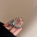 TOPATU Designer Earrings for Women - Alloy Letter B - Clip-on Stud Earrings - Black and White