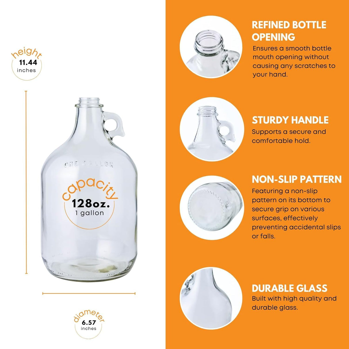 Fastrack 4-Pack 1 Gallon Glass Jug Laundry Detergent Dispenser – Airtight Screw-Top Container | Non-Slip Base | Detergent Pump Dispenser or Syrup Pump | Eco Friendly Food Grade