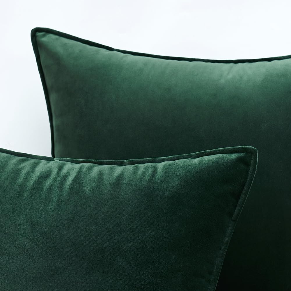 MIULEE Pack of 2 Christmas Decorative Velvet Throw Pillow Cover Soft Pillowcase Solid Square Eruo Sham Cushion Case for Winter Sofa Bedroom Car 24x24 Inch 60x60 Cm Army Green