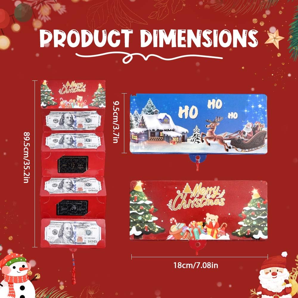 Christmas Cash Gift Envelope, 2025 New Christmas Money Holders with 10 Slots for Cash, Surprise Money Envelopes Gift Card Women Men Girls Boys Birthday Holiday (Red-3 pack)