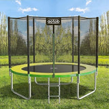 AOTOB 8FT 10FT 12FT 14 FT 15FT Trampoline with Safety Enclosure Net，Outdoor Trampoline with Basketball Hoop, Heavy Duty Jumping Mat and Spring Cover Padding for Kids and Adults, Storage Bag and Ladder