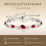 FANCIME July Birthstone Teardrop Ruby Tennis Bracelet for Women, Sterling Silver 9x7mm main Gemstone Bolo Adjustable Chain Bracelet Fine Jewelry Birthday Gifts for Women Mom Wife Her