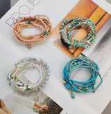 FINZOR 8 Sets Bohemian Stackable Bead Bracelets for Women Bohemian Bracelets Stretch Multi Layered beads Bracelet Set Boho Multicolor