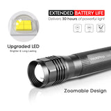 WdtPro High-Powered LED Flashlight S3000, Super Bright Flashlights - High Lumen, IP67 Water Resistant, 3 Modes and Zoomable for Camping, Emergency, Hiking, Gift