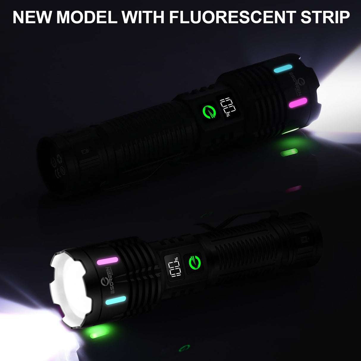 Esgreen Rechargeable Flashlights High Lumens 100000 Single 2 Modes, Super Bright LED Flashlight USB C Long Distance 3280ft, Powerful Long Lasting 10H Heavy Duty Strong Flash Light for Camping Hiking