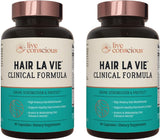 Hair La Vie Live Conscious Clinical Formula Hair Vitamins Capsule with Biotin and Saw Palmetto - Healthy Hair and Whole-Body Wellness (2-Pack)