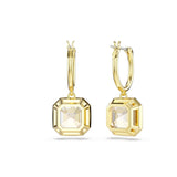 Swarovski Millenia drop earrings, Square cut, Caramel, Gold-tone Finish