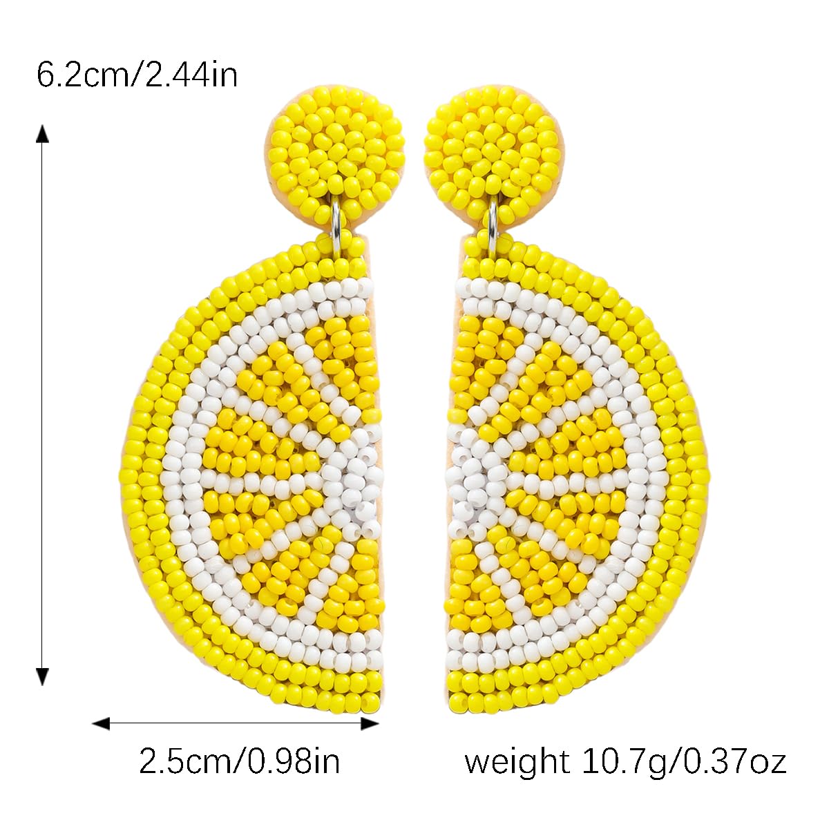 Beaded Yellow Lemon Dangle Earrings for Women, Vibrant Handmade Beads Lemon Fruit Statement Earring for Summer Jewelry Gifts
