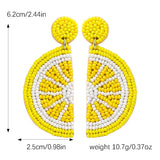 Beaded Yellow Lemon Dangle Earrings for Women, Vibrant Handmade Beads Lemon Fruit Statement Earring for Summer Jewelry Gifts