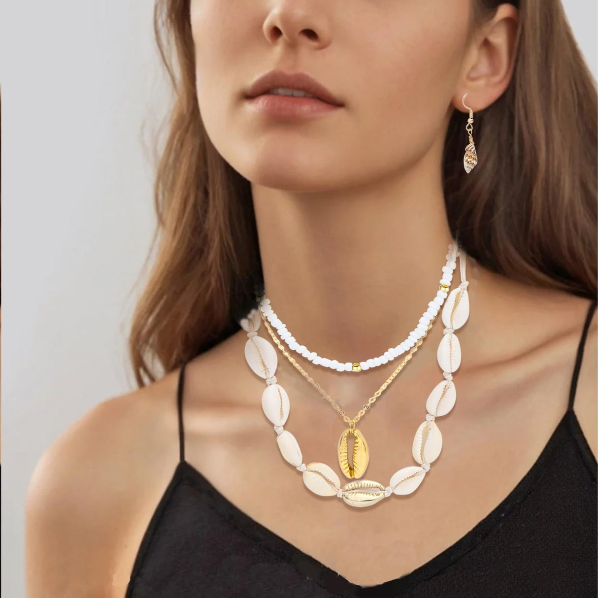NEWITIN 49 Pieces Gold Jewelry Set for Women Boho Beach Jewelry Set Summer Ocean Seashell Starfish Necklaces Bracelets Toe Rings Earrings for Women